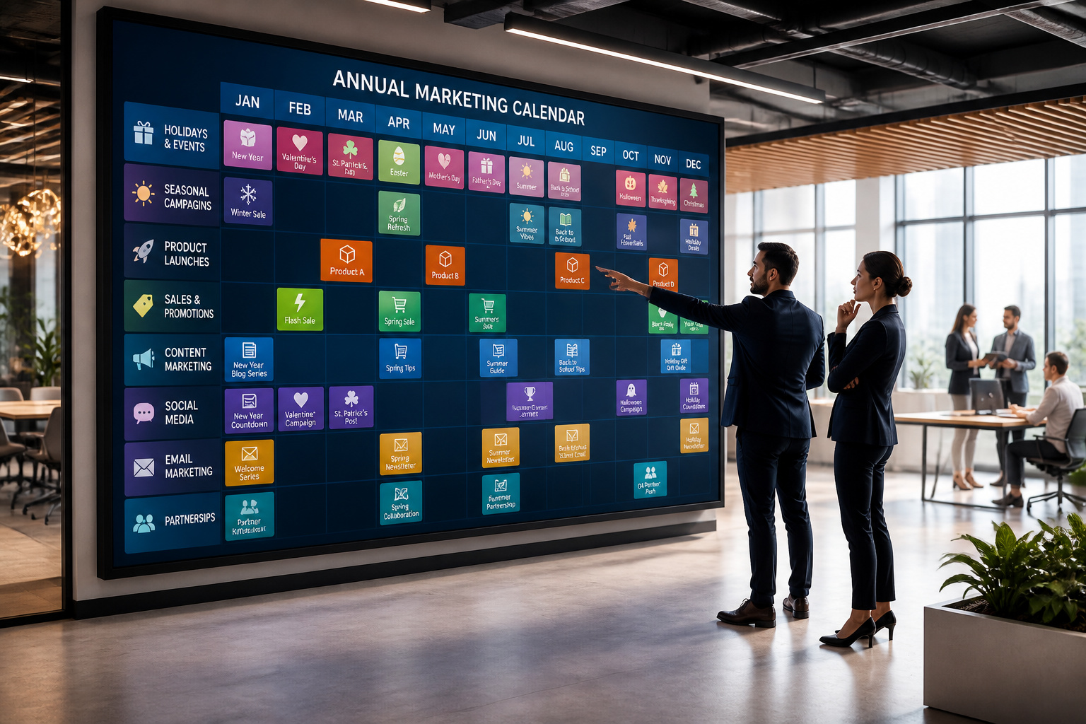 Calendrier marketing annuel interactif