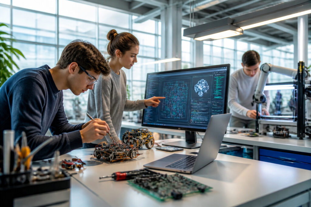 Etudiants en apprentissage technique collaboratif
