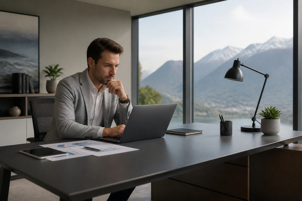 Homme daffaires contemplatif dans un bureau moderne