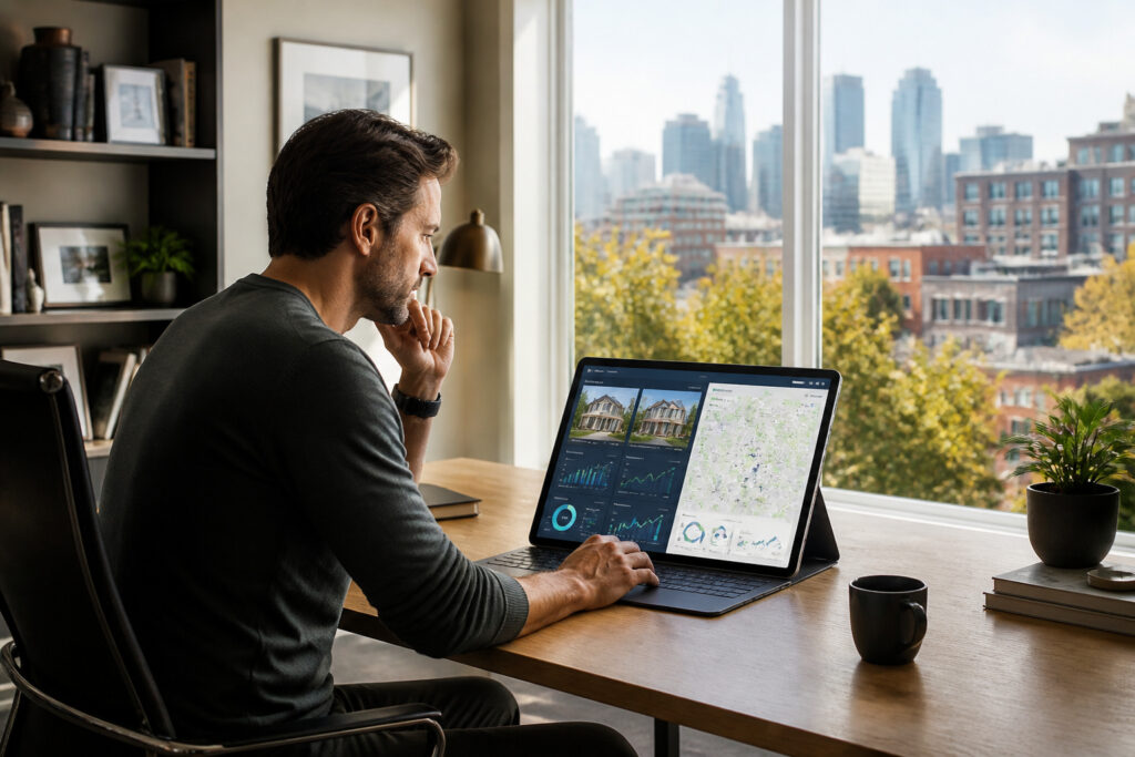 Analyse immobiliere dans un bureau moderne